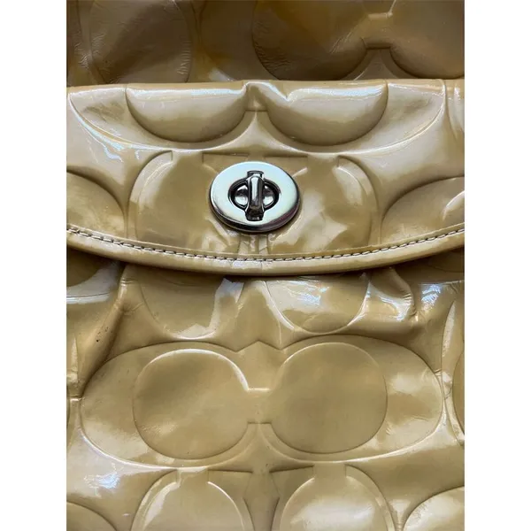 Coach Leah Yellow Shoulder Bag Signature Embossed Design Women's Handbag - Image 2