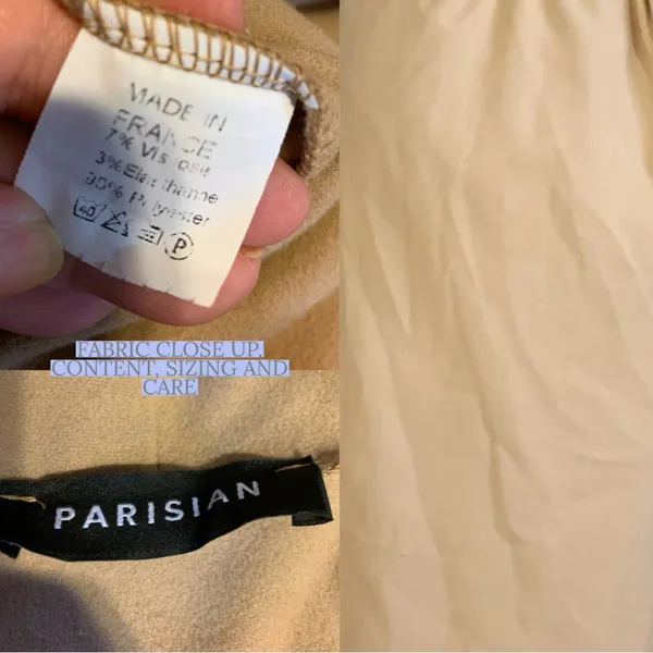 Parisian Camel Color Faux Wool Waterfall Shawl Open-Front Trench Jacket (M) - Image 9
