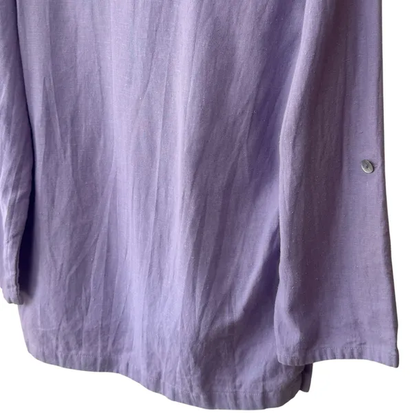 Vintage Two Potato 100% Linen Purple Hooded Pullover Coastal Resort Travel‎ M - Image 7