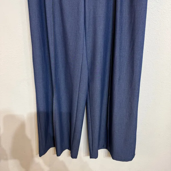 Zara Dark Chambray Wide Leg Trousers Sz M - Image 4