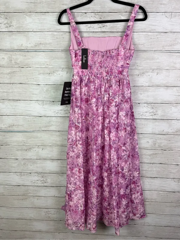 Lulus Colwyn Light Magenta Floral Jacquard Bustier Midi Dress Size Small - Image 6