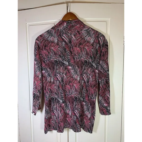 Notations Whimsigoth‎ Top Womens Large Black Pink Beaded Stretch Office Church - Image 3