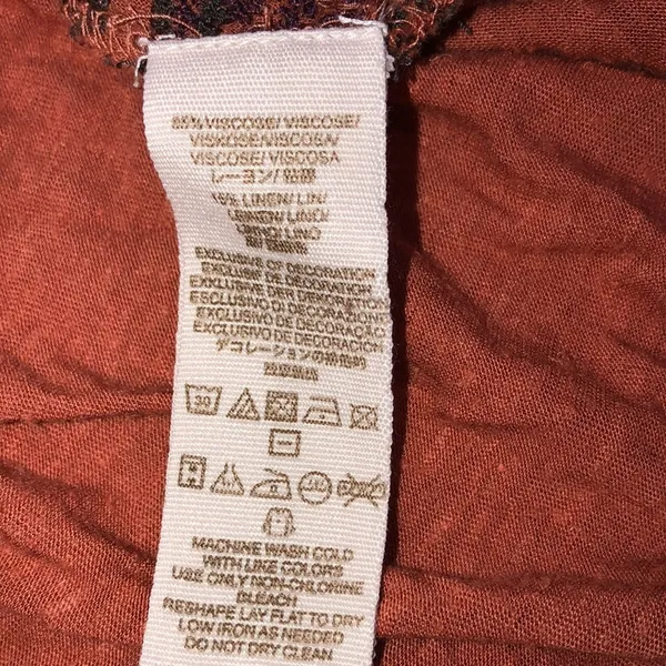 Free People size xsmall oversized boho rust colored embroidered top - Image 9