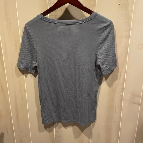 Cute Lucky Brand slate blue ribbed flowy stretchy top normcore classic everyday - Image 5