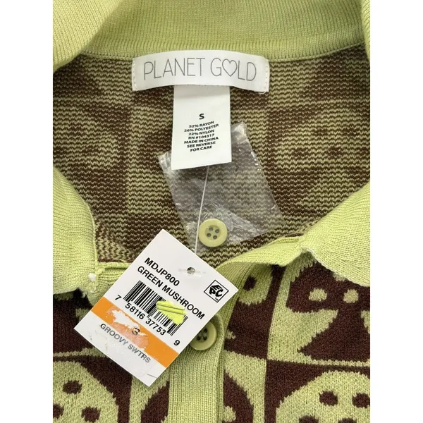 Planet Gold‎ Women Mushroom Short Sleeve Knit Sweater Hipster Grunge Small NwT - Image 7