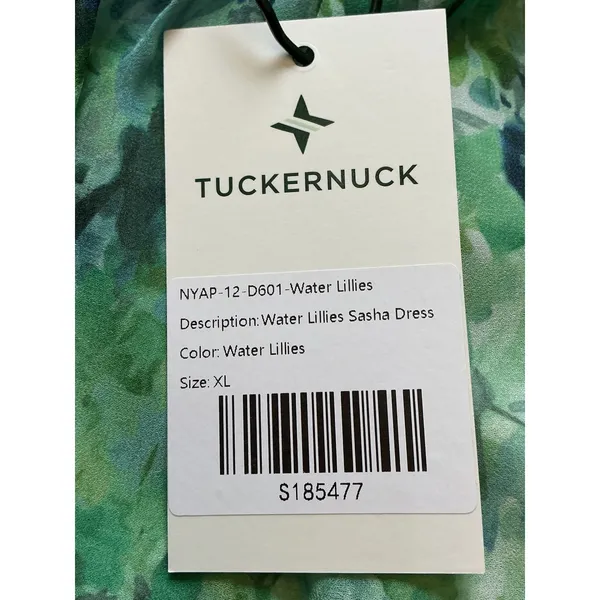 Tuckernuck Water Lillies Sasha Dress Green Floral Tiered Ruffle Midi XL NEW - Image 9