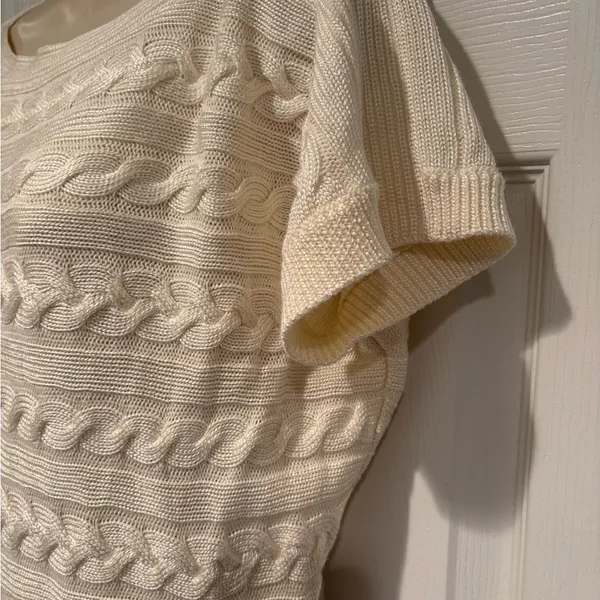 Ralph‎ Lauren Inspired Cable Knit Sweater Top Cream Coastal Grandma Quiet Luxury - Image 3
