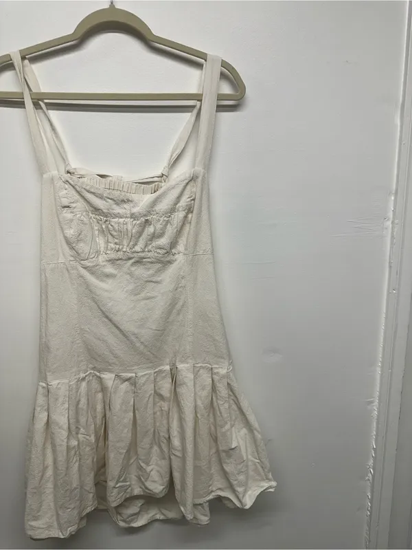 Free People Azasia Mini Dress - Ivory - Open Back - Size L - Image 10
