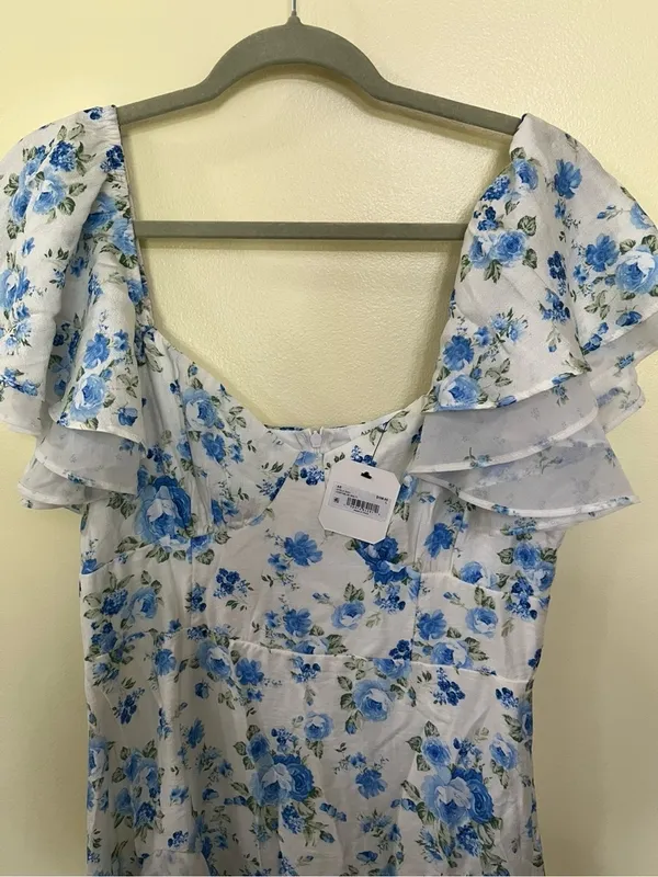 NEW Altar’d State Blue & White Floral Maxi Dress Size Large NWT - Image 5