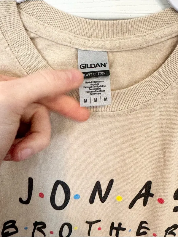 Gildan “Friends” Beige Jonas Brothers Logo Tee - Medium - Image 3