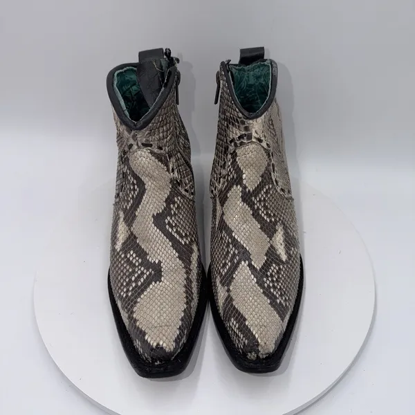 Corral A3655 Genuine Exotic Python Snip Toe Western Ankle Boots Size 7.5 B Taupe - Image 3