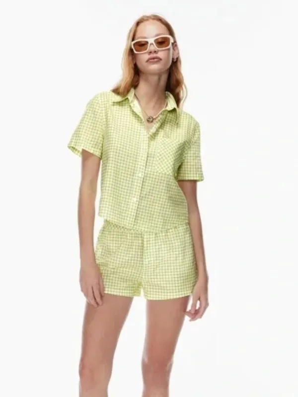 Aritzia Sunday Best Elisa Gingham Crop Shirt and Shorts Matching Set S - Image 2