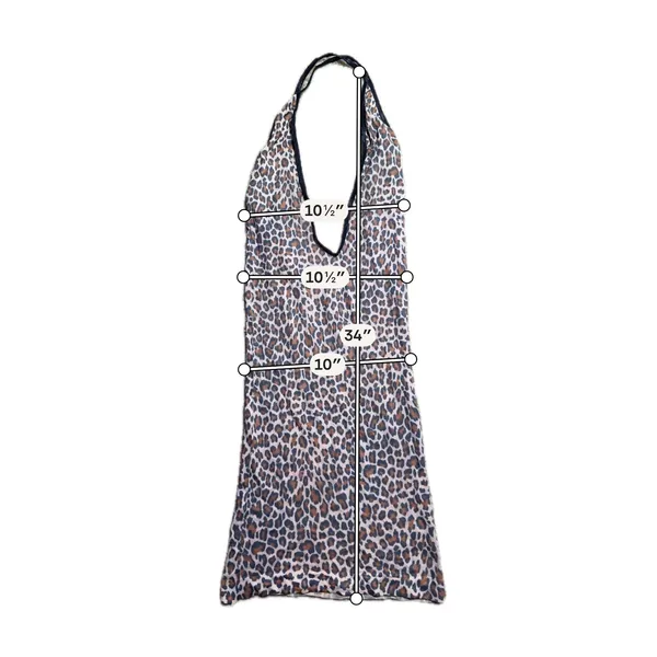 Elegant Moments Leopard Print Halter‎ Chemise Nightgown Deep V Neck Brown Black - Image 3