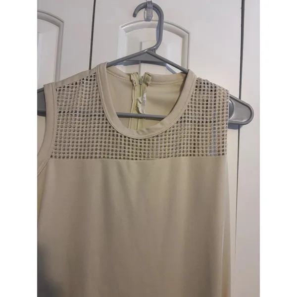 Vintage Cream Gold Metallic Mesh‎ 2 Piece Maxi Dress and Cropped Jacket Set - Image 3