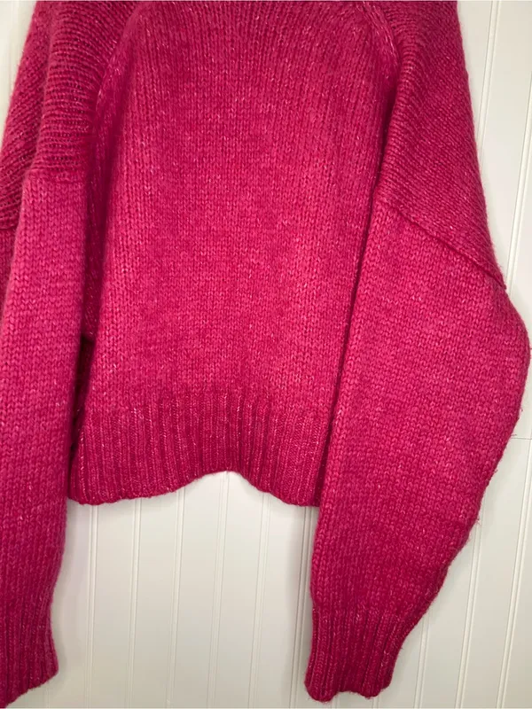 Zara Pink Open-Front Cropped Knit Cardigan Size Medium - Image 5