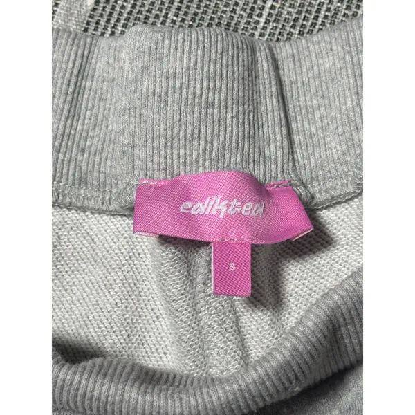 Edikted Womens Small Wide Leg Sweatpants Heather Gray Varsity 06 Y2K Streetwear - Image 3