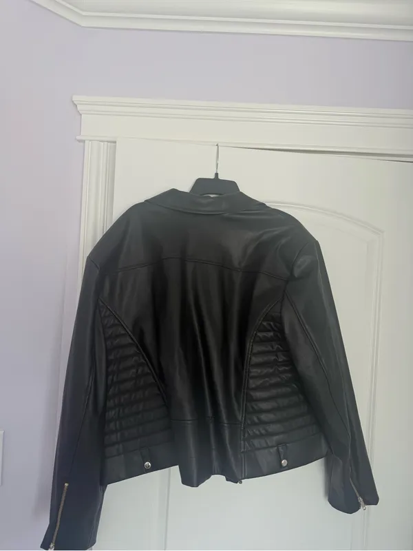 Nina Parker Black Quilted Faux Leather Moto Jacket - Image 2