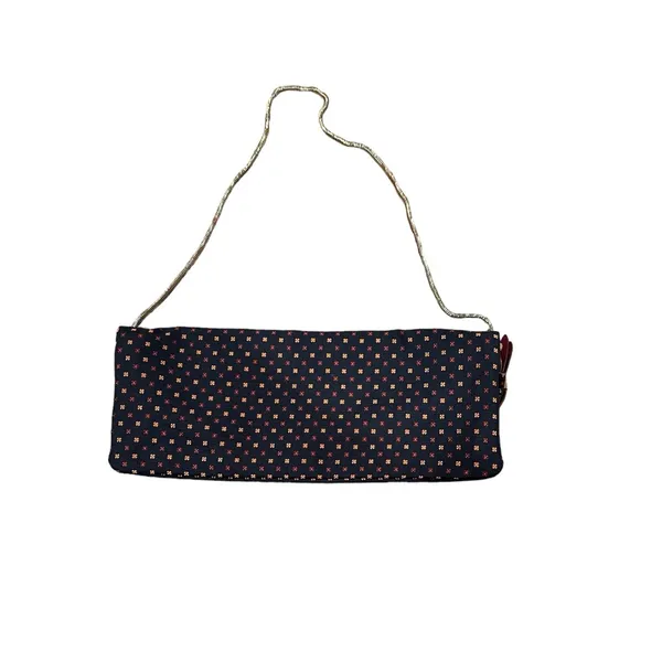 HENRI BENDEL Pochette BLUE FLORAL ENVELOPE STYLE CLUTCH GOLDTONE BAG RARE - Image 2
