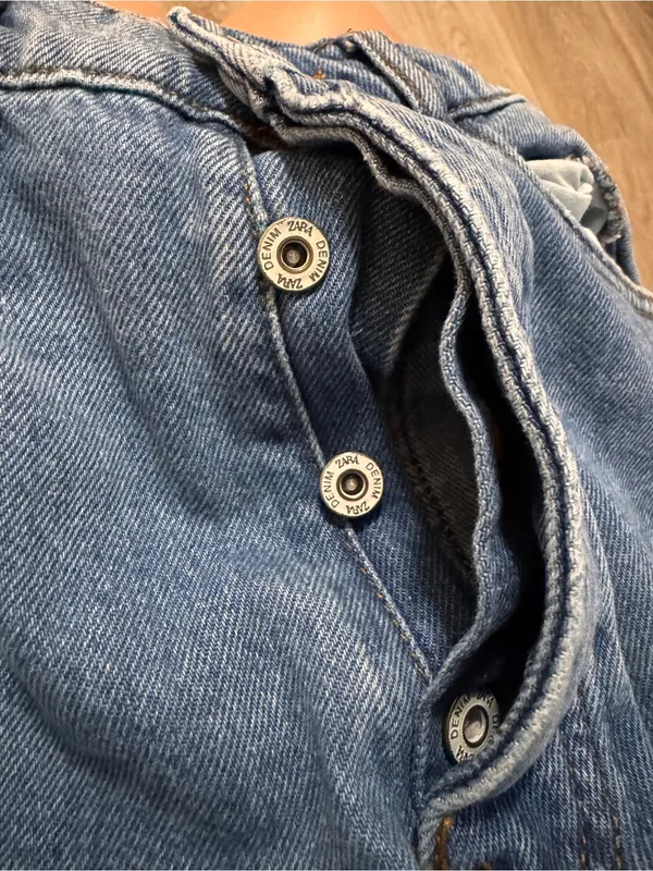 Zara Distressed Denim Blue Jeans Button Fly 6 High Rise - Image 5