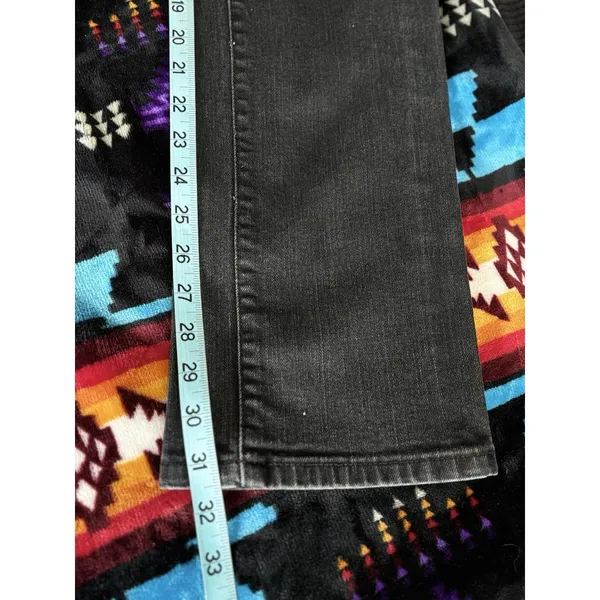 Levi's 505 Straight‎ Leg Mid Rise 9" Skinny Black Jean Size 6 Pockets Logo - Image 9