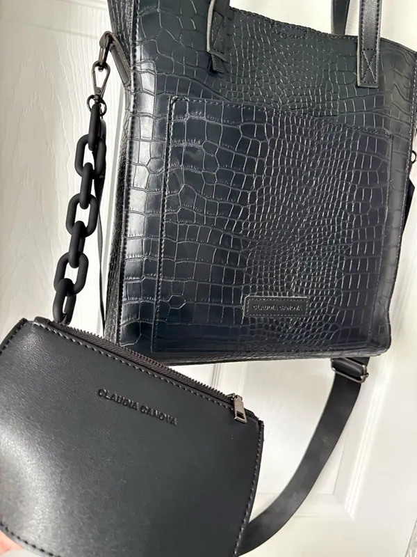 Claudia Canova moc croc-Embossed shoulder bag crossbody strap tote removal pouch - Image 4