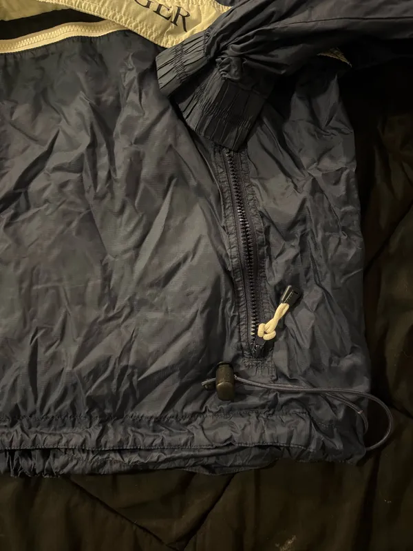 {TOMMY HILFIGER} Vintage Navy Blue Hooded Anorak Pullover Spellout Windbreaker - Image 4