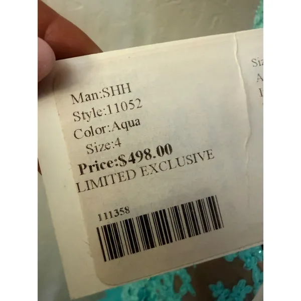 Sherri Hill 11052 Aqua Lace Tiered Ruffle Gown – NWT – Size 4 – $498 Retail - Image 8