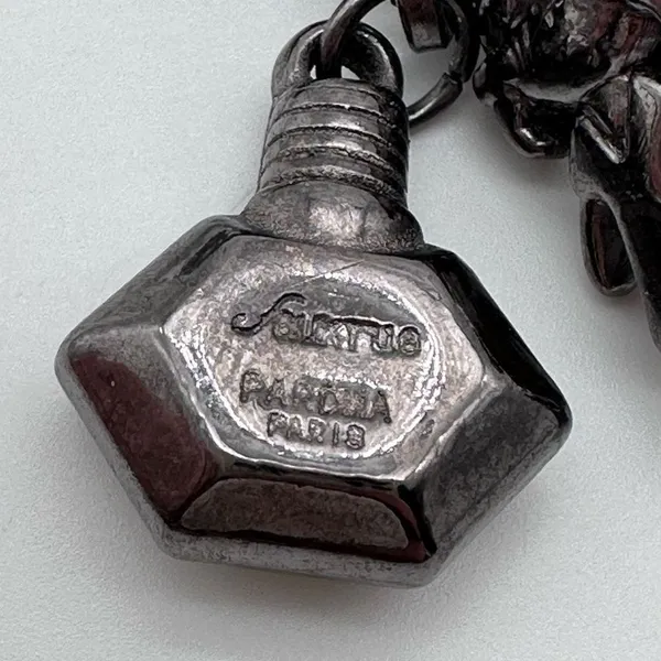 Pardma Paris charm parfum bottle shoes‎ dangle chain necklace gunmetal - Image 8