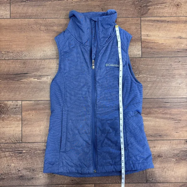 Columbia Outdoor Gorpcore Work Womens XS Blue Quilted Striped Puffer Vest EUC - Image 11
