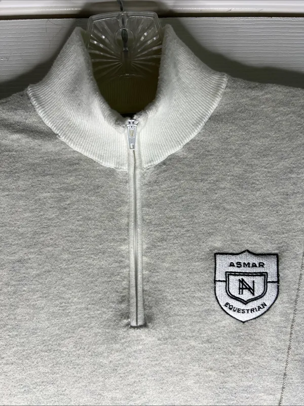 Asmar Equestrian, Women's Grey Short-Sleeve Zip Polo with Contrast Collar - Image 3