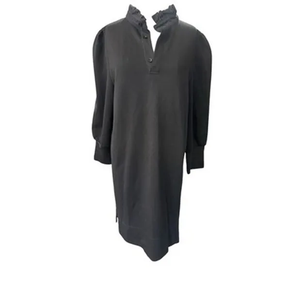 Tuckernuck Pomander Place Black Charlotte Terry Ruffle Collar Shirt Dress Medium - Image 2