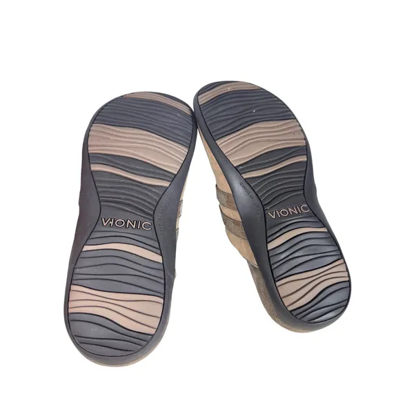 Vionic Bedford Womens Taupe Tan Double Buckle Croc Strap Orthotic Clog Mules 7 - Image 7