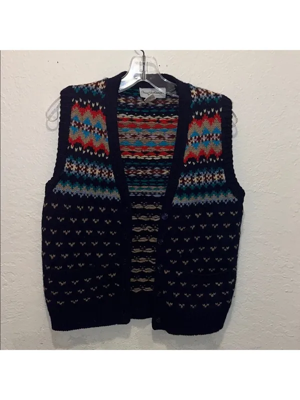Vintage 90s Multicolor Knit Sweater Vest - Image 2