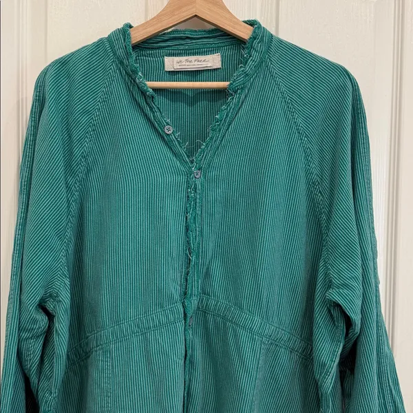 Free people daydream green stripe button down - Image 9