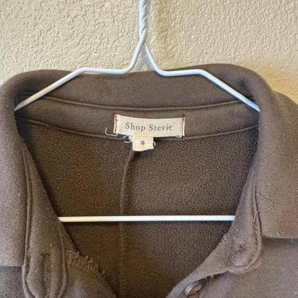 Shop Stevie Brown Fleece Shacket Pullover Top Size Small - Image 3