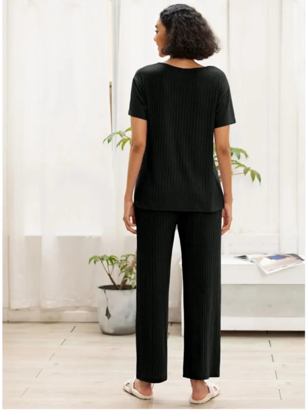 NEW MINTREUS Ribbed Knit Pajama Soft Lounge Set Lightweight Sleepwear L - Image 2