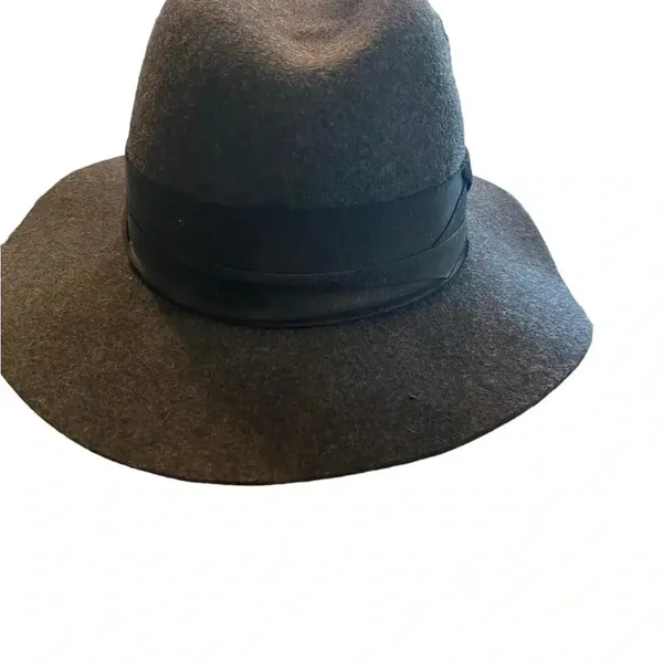 Zara Gray Wool Felt Floppy Fedora Hat Fall Winter classic boho Glam Minimalist - Image 8