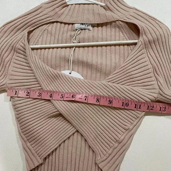 NWT Princess Polly Ribbed Cutout Crop Sweater Top S/M Balletcore - Image 5