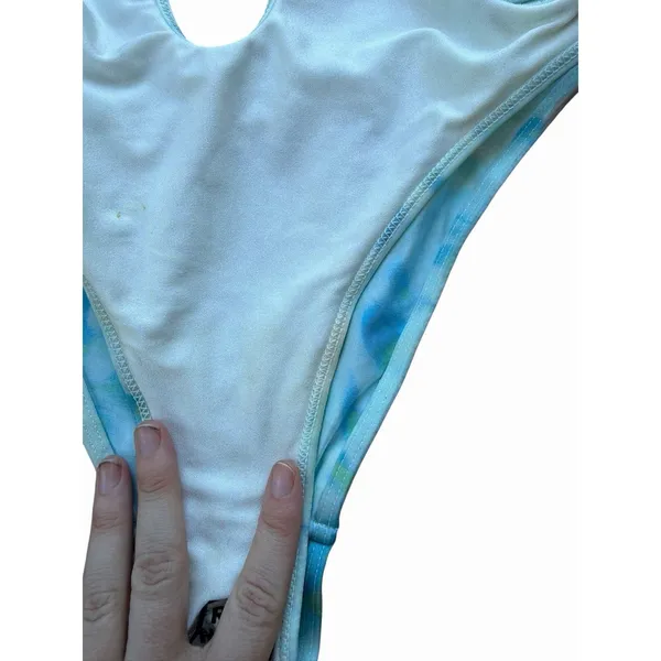 Frankies Bikinis One Piece Swimsuit Blue Amanda Satin One Piece XS Blue White - Image 7
