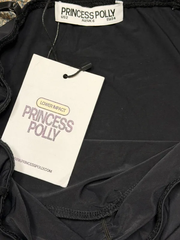 Princess Polly Black Vihaan Crop Top Size 2 Bow Detail Sweetheart Neckline NWT - Image 11