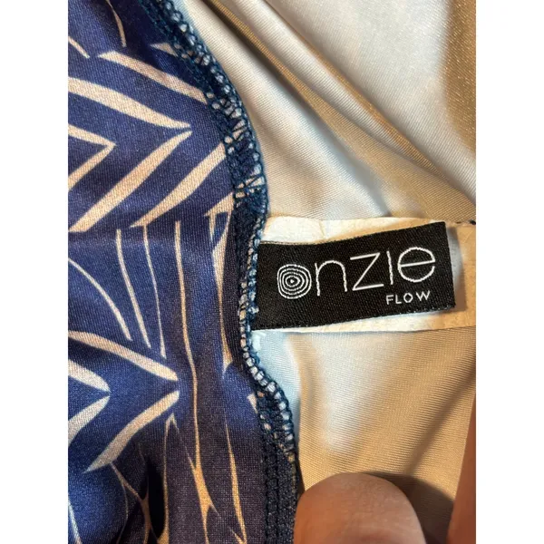 Onzie Flow Blue White Geometric Chevron High Waisted Yoga Leggings XS - Image 6