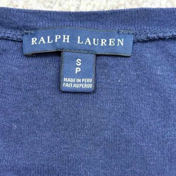 Ralph Lauren T-Shirt Womens SM Navy Blue Scoop Neck Pony Preppy Classic Slim Fit - Image 6