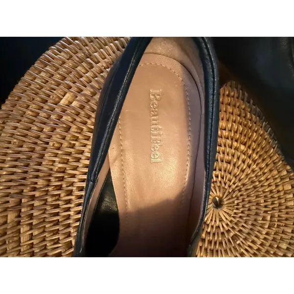 BeautiFeel Black Leather Cap Toe Kitten Heel Loafers‎ Shoes Womens Size 40 - Image 11