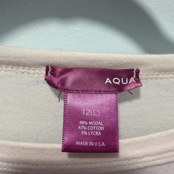 Aqua‎ Womens White Sharkbite Asymmetrical Hem Short Sleeve T-Shirt Size L - Image 2