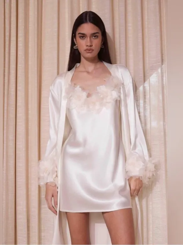 Elliatt Katalina 3D Floral Appliqué Mini Dress in Ivory S - Image 8