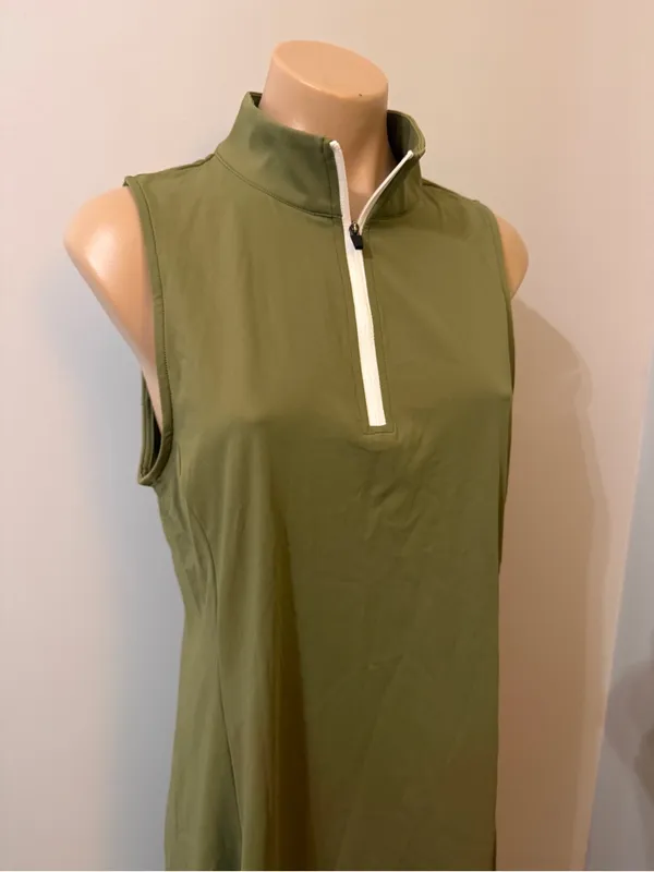 Olive Green Large Women’s Athletic Dress Athleisure Quarter Zip Tennis Errands - Image 2