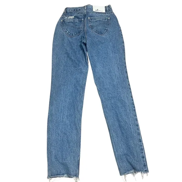 Oh Polly Women's Distressed Straight Leg Jeans Blue Size 2 Standard Mid Rise Casual Denim - Image 6