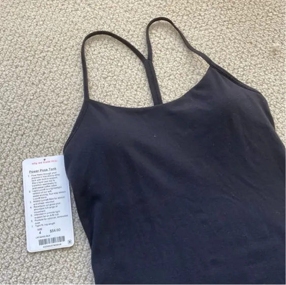 LULULEMON Power Pose Tank Top with Shelf Bra Black A/B Cup Luon Size 4 EUC - Image 8