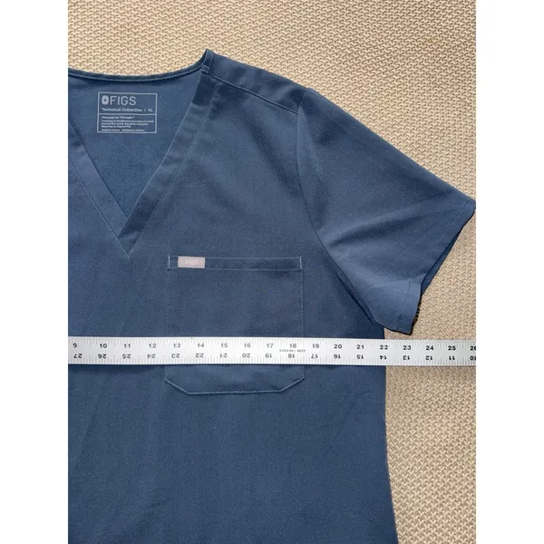 FIGS Women's Technical Collection Scrub Top Teal Short Sleeve Button Up Sz XL‎ - Image 6