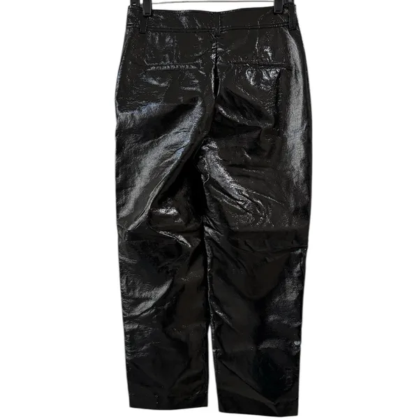Aritzia Babaton Command Cropped Pant Womens 8 Black Vegan Leather‎ Straight Leg - Image 3